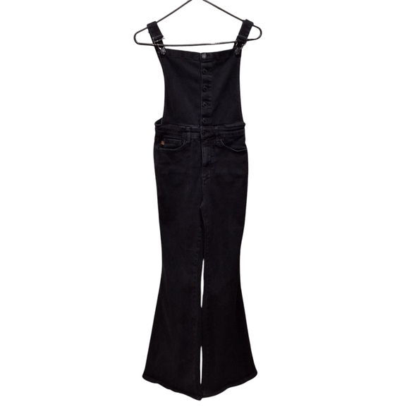 Judy Blue Denim - Judy Blue~Women Zoey Tummy Control Flare Denim Overalls~Black Bibs~Western~MED